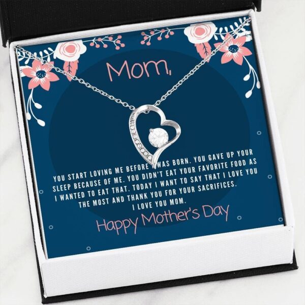 Family   Thanks For Your Sacrifices Mother's Day Gift For Mom Silver Forever Love Necklace