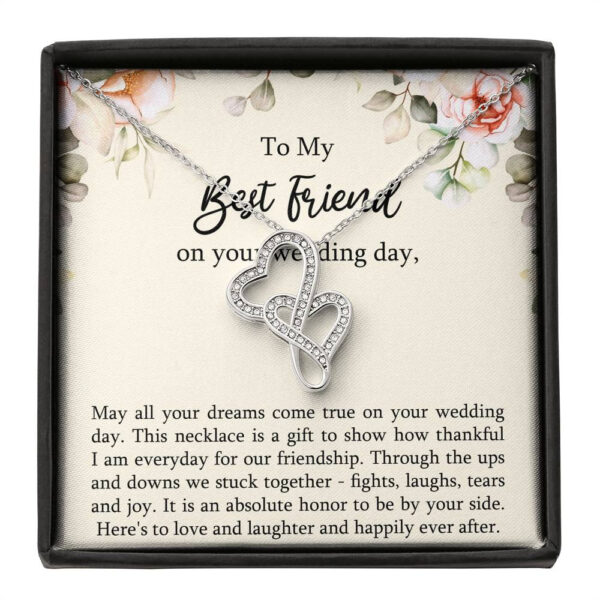 Bride Gifts, May All Your Dreams Come True, Double Heart Necklace For Women, Wedding Day Thank You Ideas From Best Friend